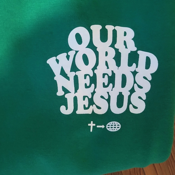 Elevated Faith Kelly Green Our World Needs Jesus Sweatpants Joggers Womens XL - Picture 6 of 12
